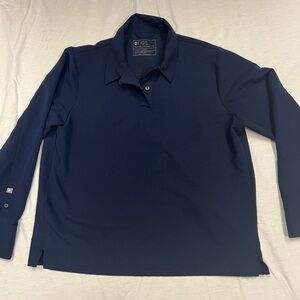 Figs women’s Nala long sleeve button collar&cuffs scrub top one kangaroo pocket